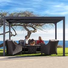12 Ft Gray Structure Louvered Pergola