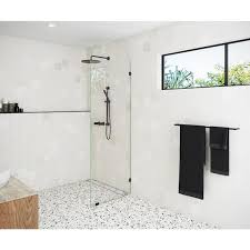 Glass Warehouse 28 X 86 75 Frameless Shower Door Arched Single Fixed Panel Matte Black