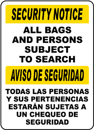 Bags And Persons Subject To Search Sign F7183 By Safetysign Com gambar png