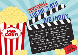 Movie Themed Birthday Party Invitations Movies Kids Birthday