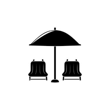 Sun Loungers And Umbrella Vector Icon