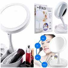 double side fold way led makeup mirror