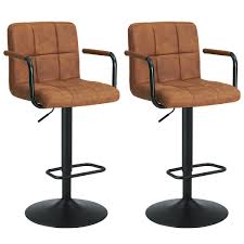 Tasteful and comfortable, these bar stools are a treat. Duhome Set Of 2 Barstools Contemporary Swivel Bar Stools Square Height Adjustable With Backs And Arms Modern Tech Fabric Brown Walmart Com Walmart Com