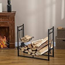 Firewood Stand Log Rack Holder W 4 Pc