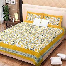 Yellow Double King Size Bed Sheet For
