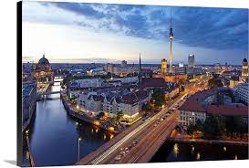 Germany Berlin Spree Skyline Over