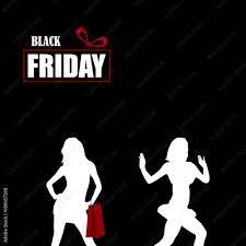 Black Friday sale poster. With elegant sexy women silhouette. Shopping  woman running hurry for a sale. Vector illustration Stock Vector | Adobe  Stock