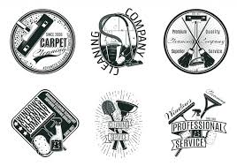 monochrome cleaning company logos set