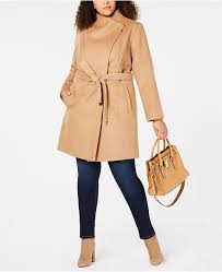 Plus Size Asymmetrical Belted Coat Created For Macys