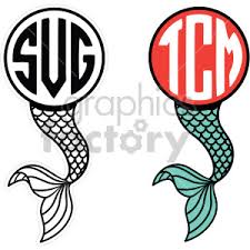 Black White Mermaid Tail Frame Cut File Clipart Commercial Use Gif Jpg Png Eps Svg Ai Dxf Clipart 407820 Graphics Factory
