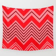 Chevron No 1 Red Wall Tapestry By