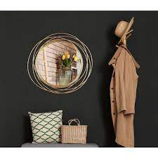 Dia Framed Gold Round Wall Mirror
