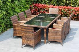 8 Person Glass Top Outdoor Dining Table