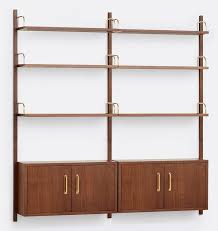 Hart Modular Walnut Double Shelving Unit With Double Cabinets Oil Rubbed Bronze