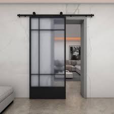 Frosted Glass Black Metal Finish