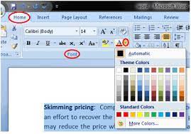 to format font color in ms word