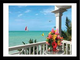 FRAMED Tropical Balcony by Alan Giana 11x14 Coastal Ocean Petreat Art Print  | eBay