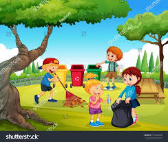 A Group Of Children Cleaning Garden