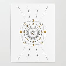Moon Phases Illustration Vintage Lunar Phases Chart In White And Gold Poster By Lizkohlerbrown