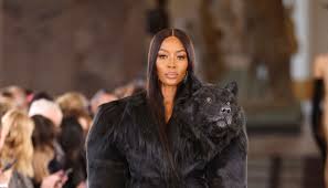 Naomi Campbell Wears Wolf Head Dress At
