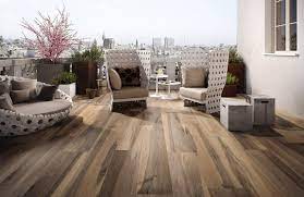 wood look tile transitional patio
