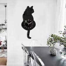 Creative Cat Shape Pendulum Wall Clock