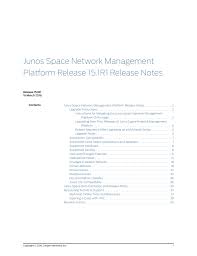 Junos Space Network Management Platform Release Notes 15 1r1