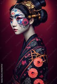portrait of a futurist anese geisha