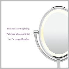 oval chrome incandescent lighted mirror