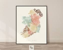 Ireland Map Print Pastel Art Prints Vicky