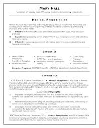 Medical Clinic Receptionist Sample Resume Podarki Co
