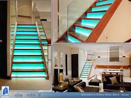 Stairs With Glass Risers And Led Lights