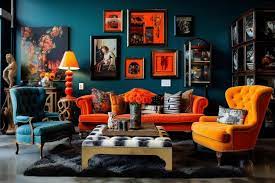 Orange Sofas And A Coffee Table