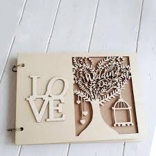 Wedding Guest Book Wooden Tree Personalised Signing Book 20 30 40 Pages Party Decorations