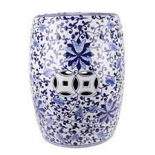 ceramic garden stool handpainted blue