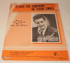 I Love The Sunshine Of Your Smile 1951 Sheet Music Jimmy Mac