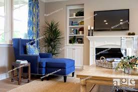 Above Fireplace With Blue Chaise Lounge