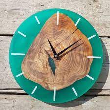 Green Custom Wall Clock Made Of Wood