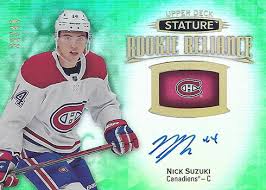 Nick suzuki canadiens 2019/20 ud spx rookie super scripts autograph card. 2019 20 Upper Deck Stature Hockey Checklist Team Sets Box Info Odds