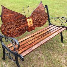 Custom Wooden Erfly Bench In Memory