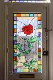 Rose In Leaded Glass In The Front Door