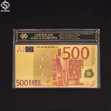 Billet de banque coloré en feuille d'or, billets de banque avec porte-COA, 500  euros - AliExpress Maison & Animalerie