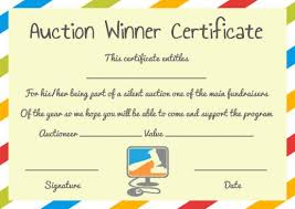 Silent Auction Winner Certificate Template Explore Best