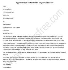 appreciation letter to the daycare
