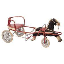 Italian Vintage Toy Carriage With Horse