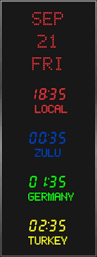 Programmable Vertical Time Zone Clock