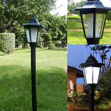 Post Pole Light Outdoor Garden Driveway Solar Power Yard Lantern Lamp Us Ebay