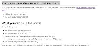 permanent resident confirmation portal