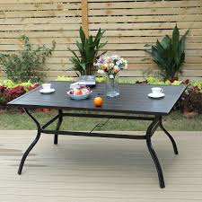 Patio Metal 6 Person Dining Table Slate