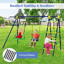 5 In 1 Outdoor Kids Swing Set With A